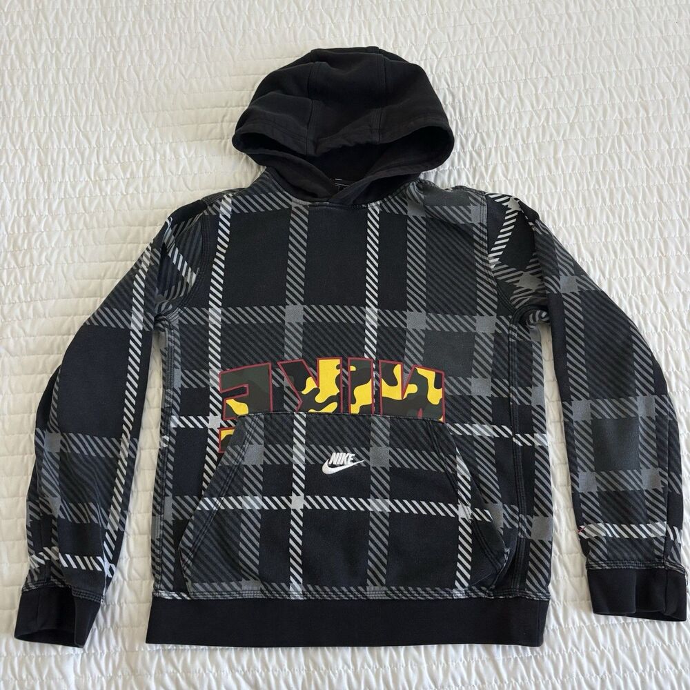 Nike Pullover Hoodie Camouflage Reverse Lettering Childs Large Children’s Black